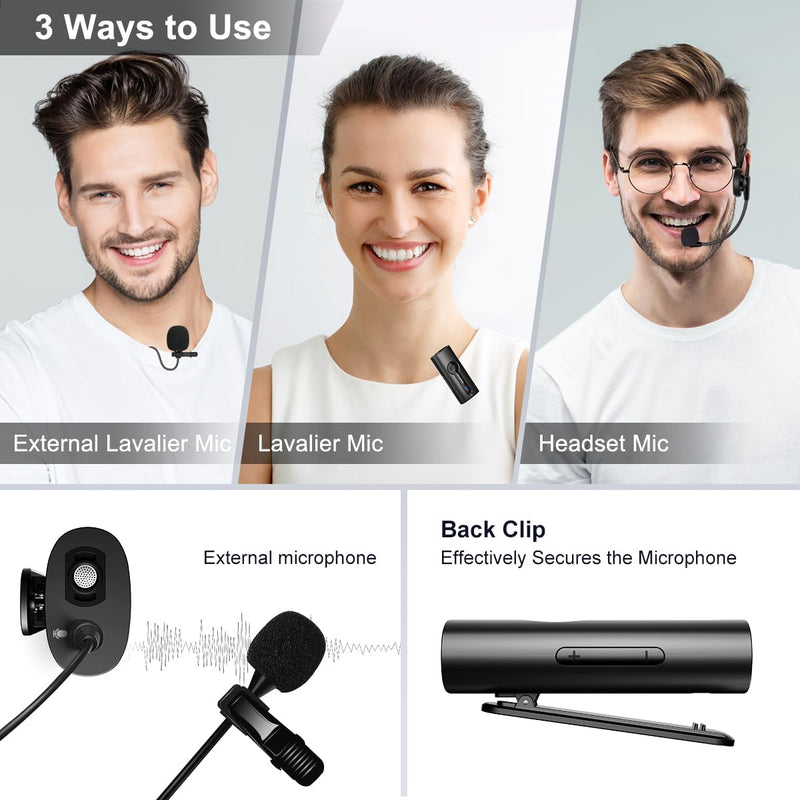 KIMAFUN Wireless Lavalier Microphone System, Wireless 2.4GHz Lapel Mics Handheld Mic 2 in 1 for Teaching, Teachers, Speech, Tour Guiding, Speaker, Amplifier, PA System, Broadcast, KM-G70(1TX1RX) 1TX+1RX