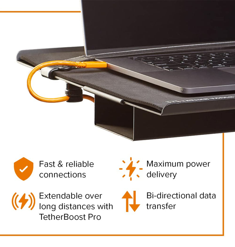 TetherPro USB-C to USB-C, 5Gbps Gen 1, 15' (4.6m), Non-Reflective Black | Fast Reliable Data Transfer | For Photographers & Digital Techs | Weather-Resistant Durable Design | 1-Year Cable Warranty 15' (4.6m) black / black