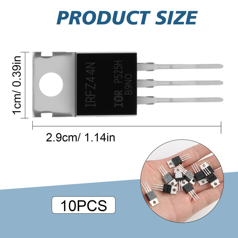 [AUSTRALIA] - IRFZ44N N-Channel MOSFET Transistors, Powerful Rectifier, 49A 55V, for High Performance Switching Applications, Pack of 10 