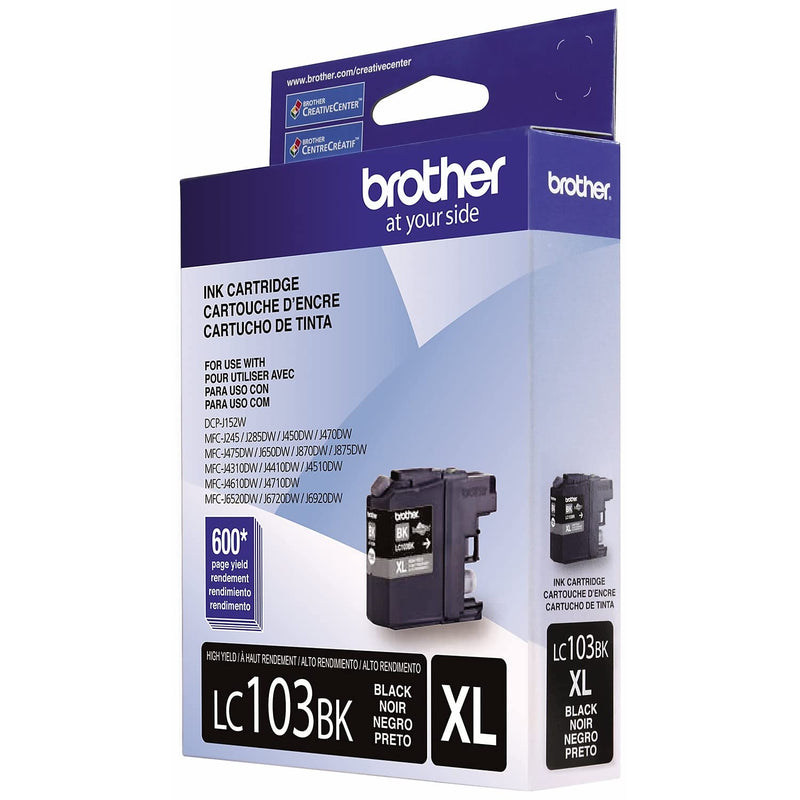 Brother Genuine High Yield Black Ink Cartridge, LC103BK, Replacement Black Ink, Page Yield Up to 600 Pages, Amazon Dash Replenishment Cartridge, LC103, 1 OEM Cartridge 1 Count (Pack of 1)