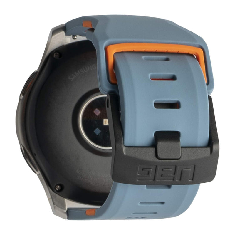 URBAN ARMOR GEAR UAG Compatible with Samsung Galaxy Watch 46mm/Galaxy Watch3 45mm Band Silicone, Fits 22mm Watch Lugs, Slim Adjustable Waterproof Sporty Replacement Watch Strap, Civilian Slate/Orange