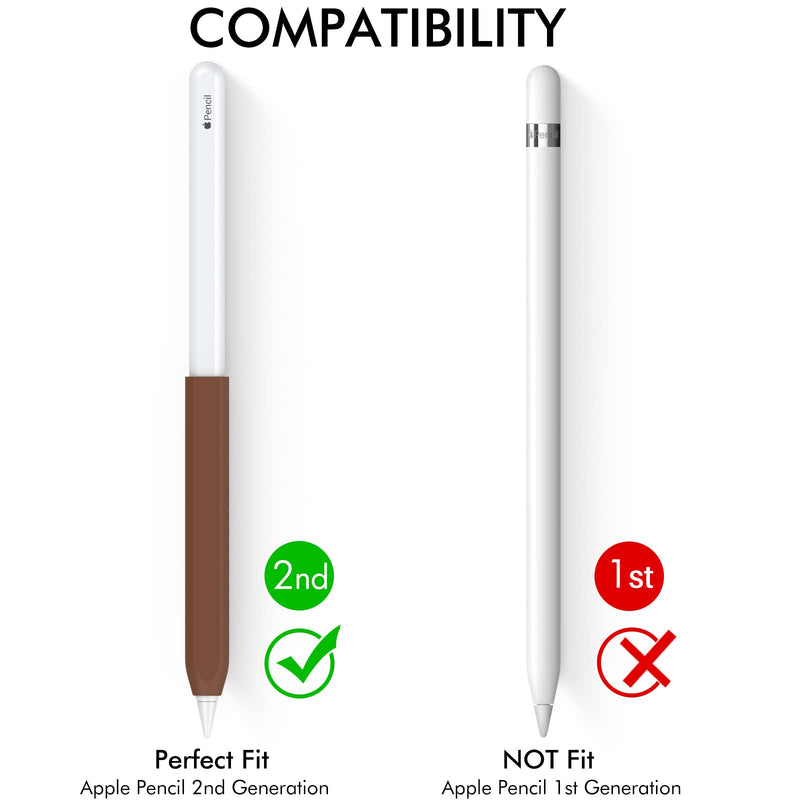 NIUTRENDZ 3 Pack Silicone Grip for Apple Pencil 2nd Generation & Apple Pencil (USB-C) Grip Ergonomic Design Protective Case Cover Sleeve (Beige + Khaki + Brown) Beige + Khaki + Brown