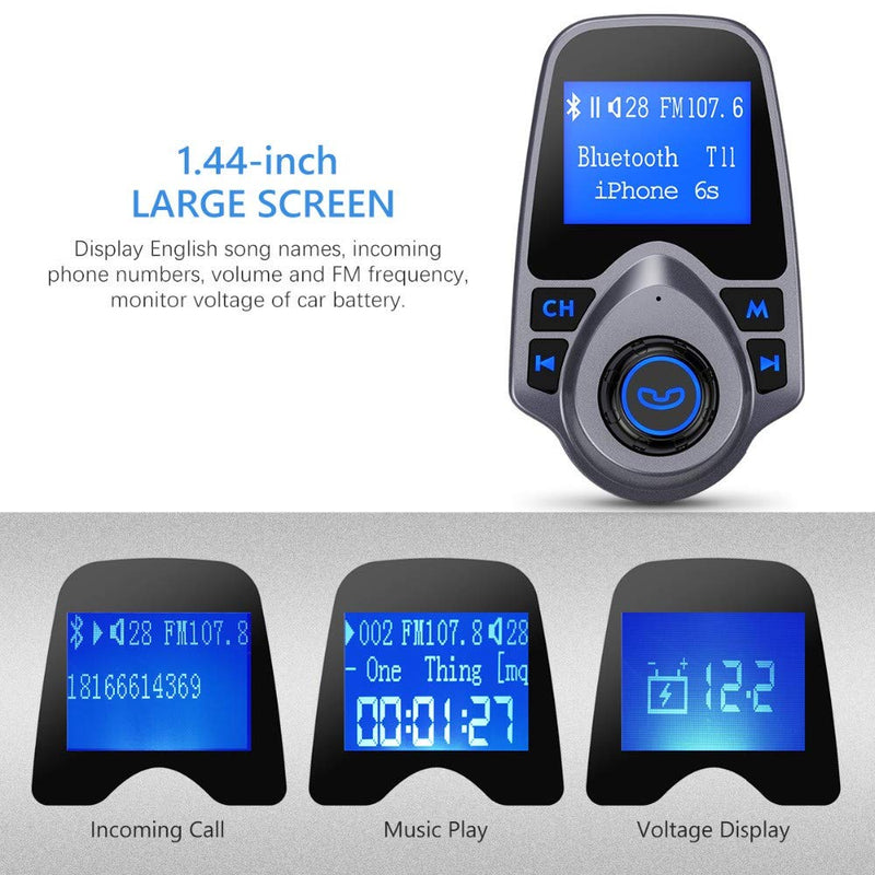 T11 Wireless Bluetooth FM Transmitter Handsfree Car Kit MP3 Player Wireless Bluetooth Adapter with Dual USB Port Car Kit