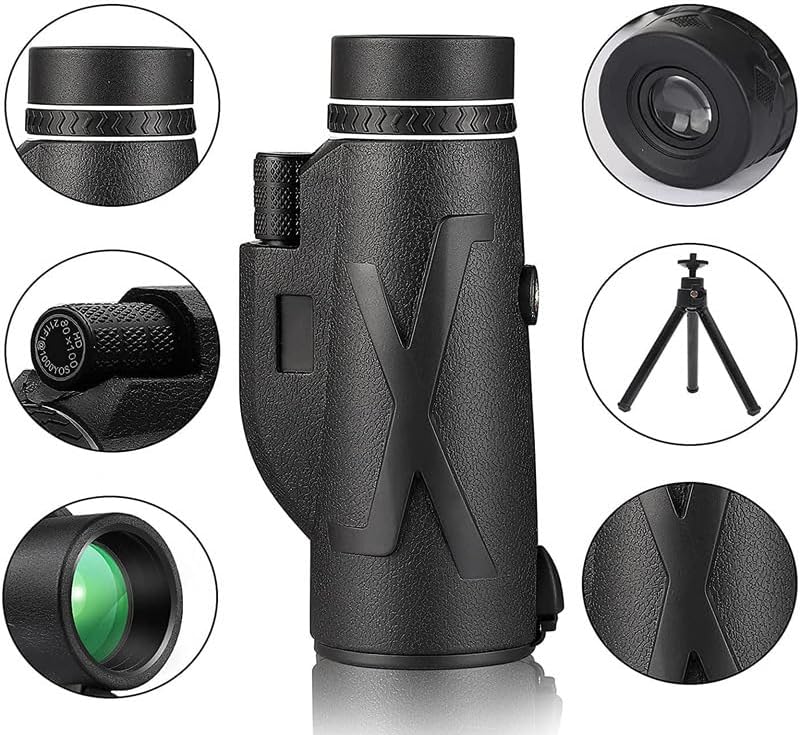 [AUSTRALIA] - 80x100 high-Definition monocular Telescope, Adult and Smartphone Adapter and Tripod, Night Vision monocular Telescope for Hunting, Star Watching, Bird Watching, Wildlife Camping, Hiking (Black) 