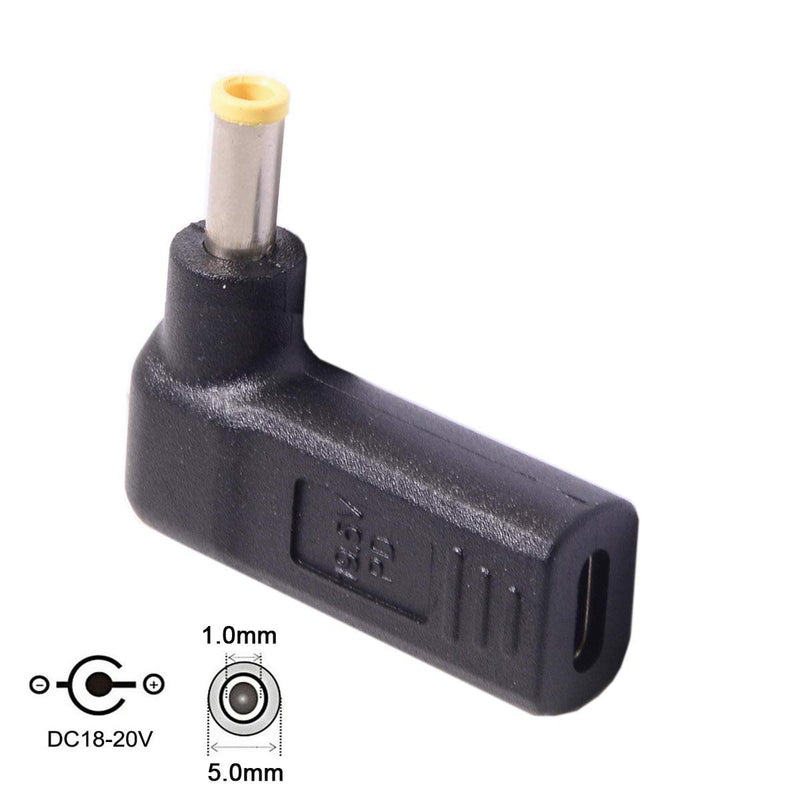 CY USB 3.1 Type C USB-C to DC 5.0x1.0mm Adapter Emulator Trigger 90 Degree Angled Yellow Connector