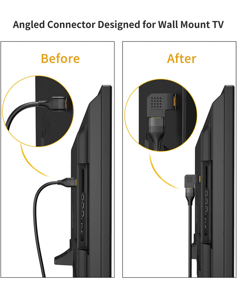 HDMI Adapter Male to Female, CableCreation 2 Pack 90 and 270 Degree Right Angle Converter, HDMI L Shape Flat Extender for Wall TV, Roku, PS5, Fire Stick, Chromecast, Switch, Laptop,Xbox, PC Upward Angle-2Pack