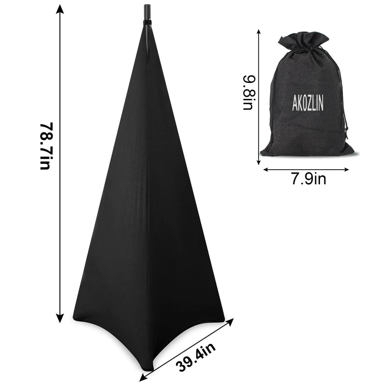Speaker Stand Cover with 360 Degree Tripod Stand Skirt Skrim Stretchable Lycra Fabric Covers with Free Storage Bag Two Pack Black Black-Two pack