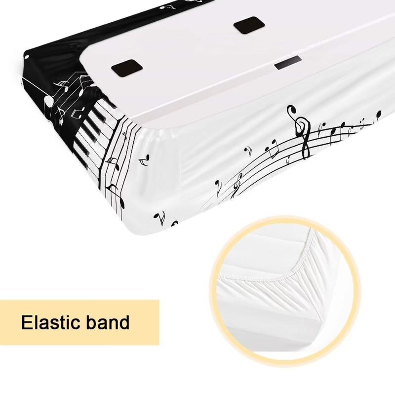 [AUSTRALIA] - Piano Print Piano Keyboard Dust Cover 61 Keys Full Cover Piano Keyboard Covers Stretchy Waterproof Cloth Electric Piano Keyboard Covers S Size (61-76 key) 