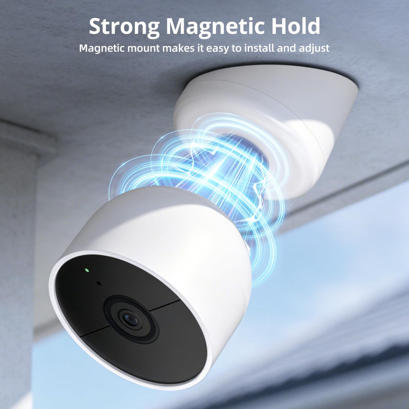 Magnetic Wall Mount Compatible with Google Nest Cam Outdoor (Wired, 2nd Gen) and Outdoor or Indoor, Battery, 4 Installation Methods, Nest Camera Replacement Angled Mount, Nest Cam Desk Stand