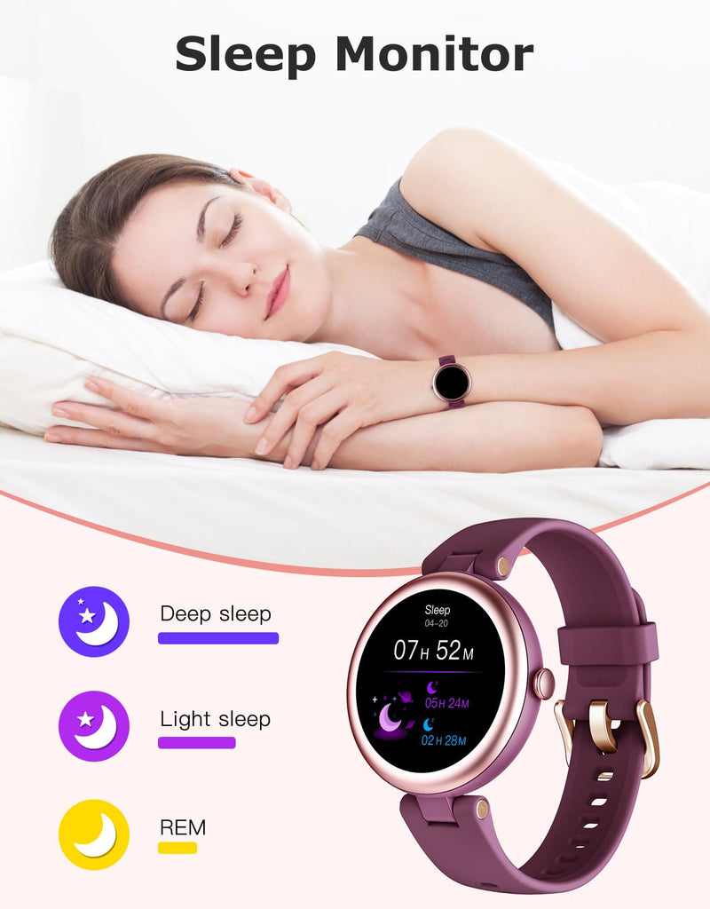 Smart Watches for Women, Round Bluetooth Call Smartwatch for iPhone Android Phones, Waterproof Fitness Tracker Watch with Heart Rate Monitor Sleep Tracker 100+Sports, Stylish Gifts for Women Purple