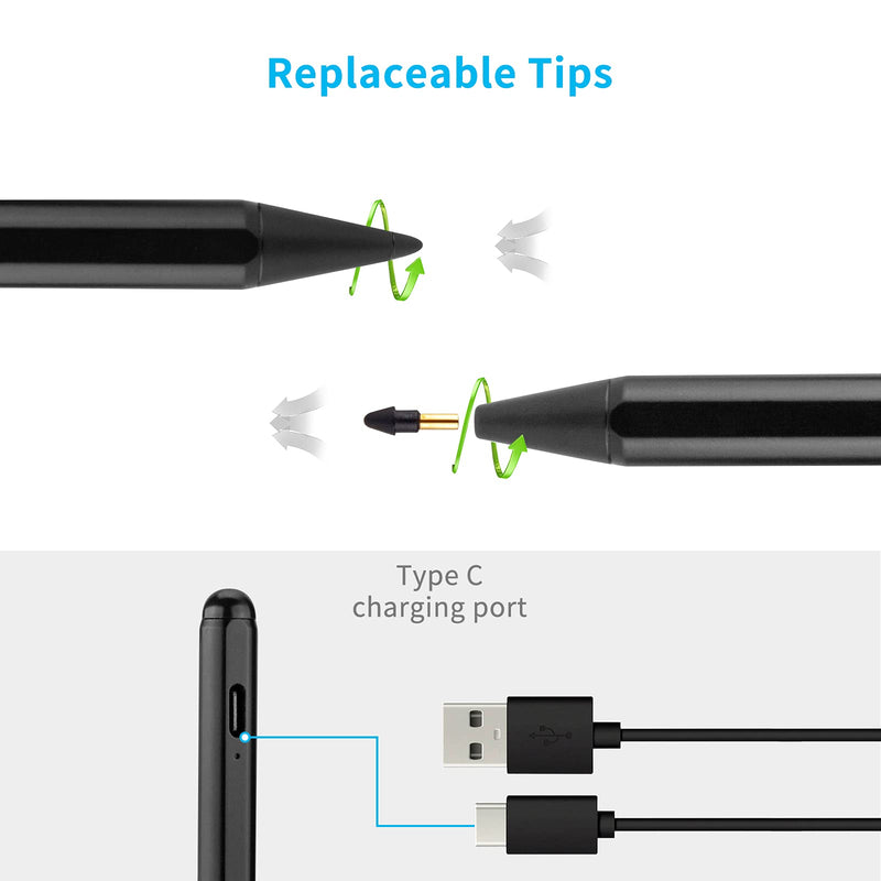 2021 Pencil for Apple iPad 10.2" 8th Generation Pen,Active Touch Pen with 1.5mm High Sensitive Fine Tip Stylus Compatible with Apple iPad 10.2" 8th Generation,Black