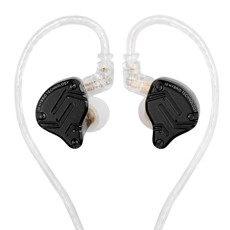 KZ ZS10 Pro X in Ear Monitor Headphone, Upgraded 4BA 1DD KZ Headphone Multi Driver in Ear IEM Earphone with Detachable Silver-Plated 0.75mm 2Pin Cable inears for Audiophile(Dark,No Mic)… NO Microphone Dark