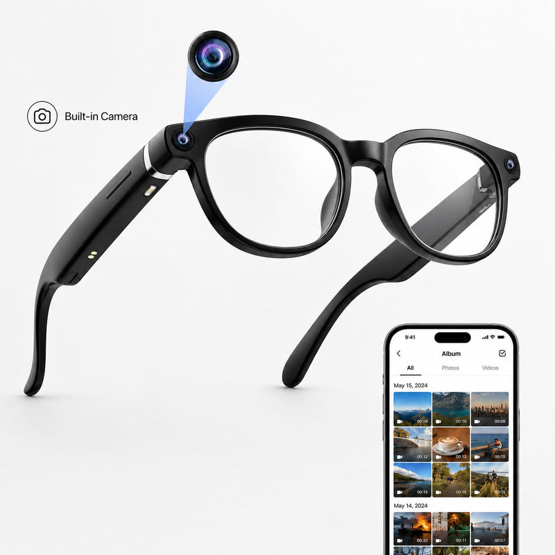 S7 AI Smart Glasses with 4K Camera, AI Assistant & Real-Time Translation, Bluetooth Audio Glasses with HD Video Recording, Photo Capture, Object Recognition, Open-Ear Speakers for Travel
