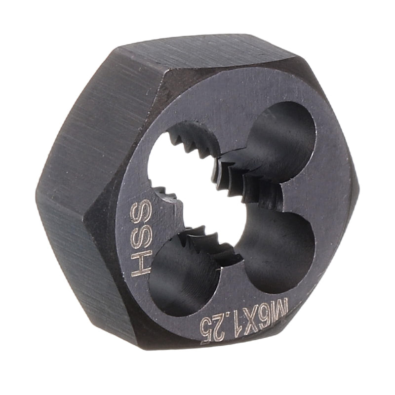 sourcing map Hex Threading Die M6 x 1.25 Metric Thread Right Hand High Speed Steel Rethreading Fixed Die Screw Cutting Tapping Repair Tool