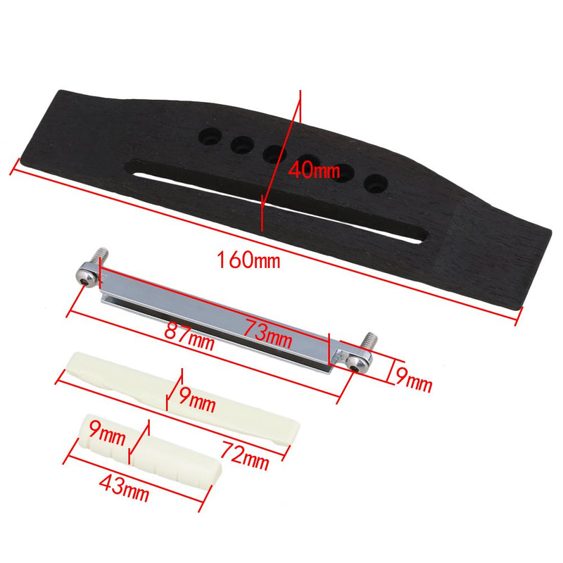 Yibuy 6 String Acoustic Guitar Rosewood Bridge & Saddle Nut & Adjustable Shaft Set
