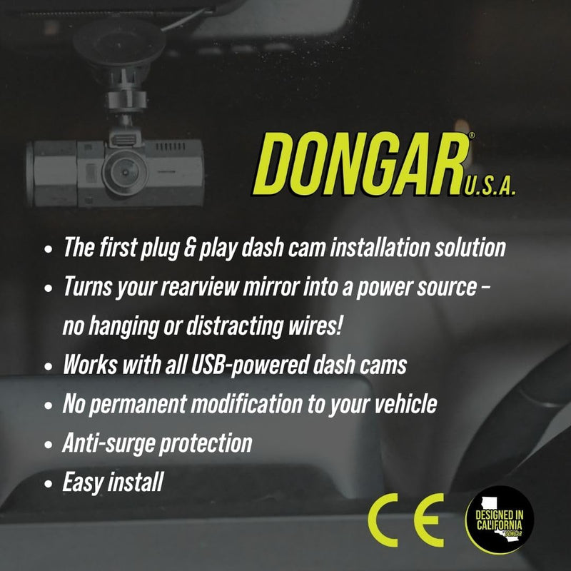 Dongar Dashcam Power Adapter (10-pin Type A) Compatible with Select Nissan, Frontier, Titan, Altima, Infiniti, Subaru, Toyota & more. Connects to Rearview Mirror, Built-In USB Power Source, EZ Install