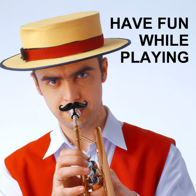 2pcs Clip-On Moustache for Trumpet and Trombone, Perfect Accessory for All Trumpet Handle Mouthpieces Young Musicians Includes Protective Case