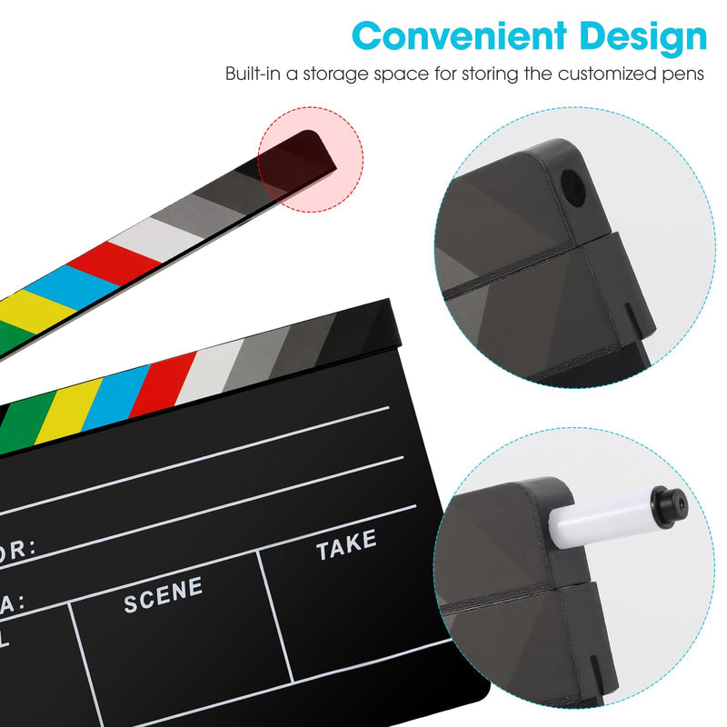 [AUSTRALIA] - Acrylic Movie Film Directors Clapboard, Photography Video TV Cut Action Scene Slate Clapper Board Props, Black 