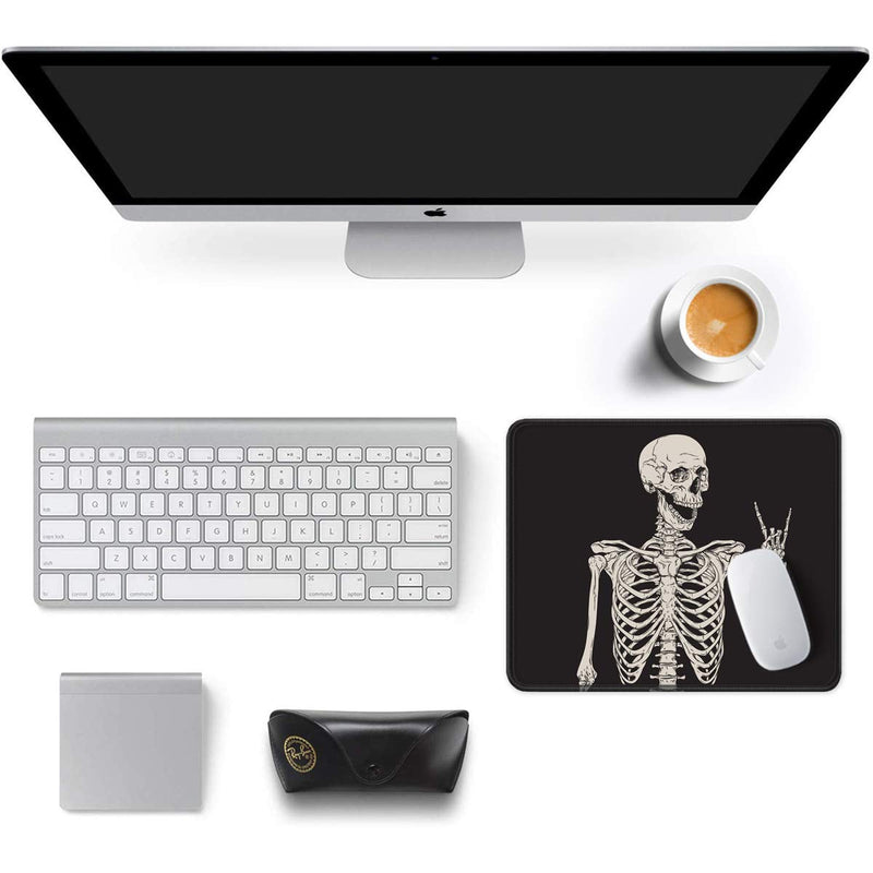Auhoahsil Mouse Pad, Funny Skull Design Anti-Slip Rubber Mousepad with Durable Stitched Edge for Gaming Office Laptop Computer Men Women Kids, Cute Custom Pattern, 9.8 x 7.9 in, Smile Skull Love You