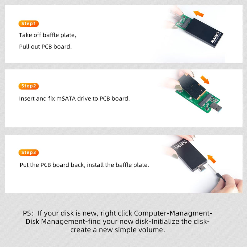 [AUSTRALIA] - MAIWO mSATA SSD to USB 3.0 Adapter Enclosure for 30x30mm 51x30mm Mini SATA Drive (No Cable Required) 2TB Capacity, 5Gbps Transfer Speed 