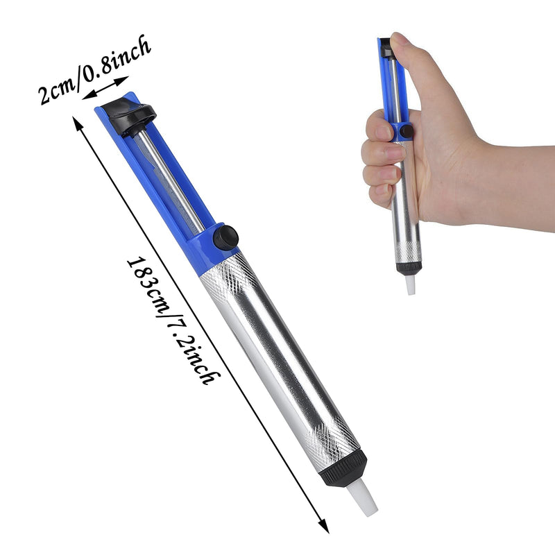 Desoldering Pump 18.3 cm Soldering Suction with Aluminium Housing, De-Soldering Heat Resistant Desoldering Pump Tool, Manual Vacuum Soldering Removal Hand Tool (Blue)