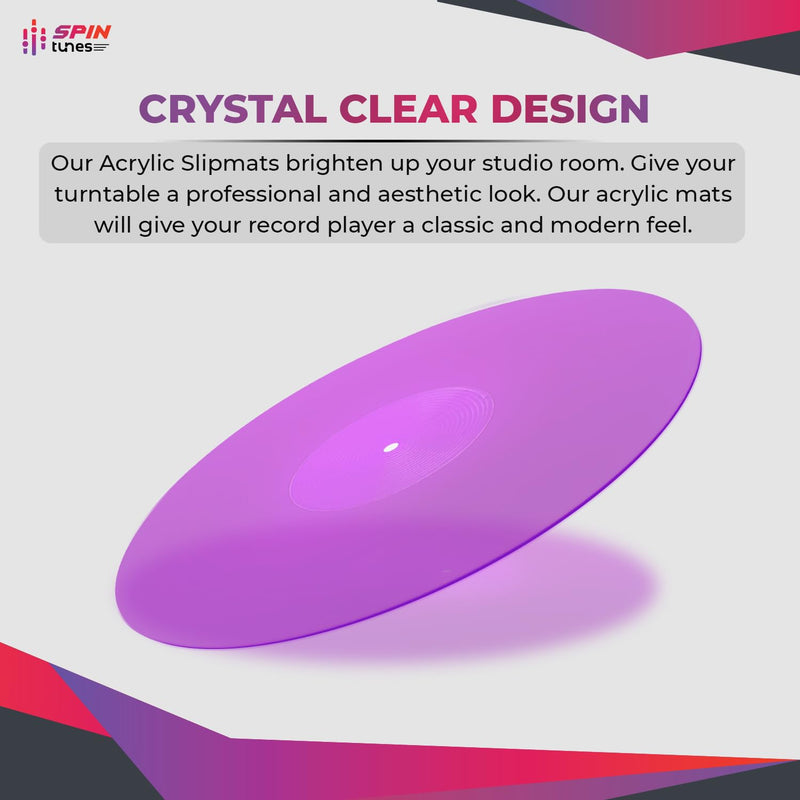 Turntable Mat, Acrylic Turntable Mat for Vinyl LP Record Players, 2.7mm Thick for Better Sound Support on Record Players, Provides Antistatic and Tighter bass, Turntable Platter (Purple) Purple