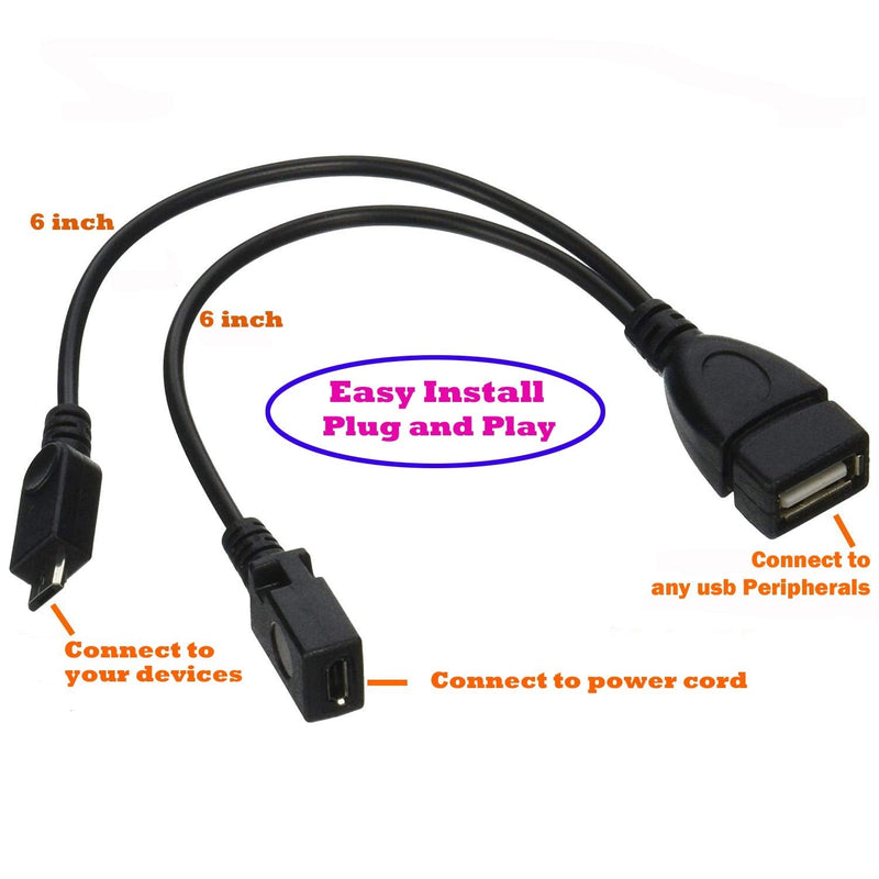 AuviPal 2-in-1 Micro USB to USB Adapter (OTG Cable + Power Cable) for Fire Stick, Playstation Classic and More - 2 Pack 1 USB Port