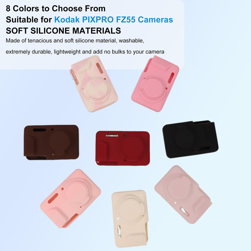 [AUSTRALIA] - Case for Kodak Pixpro Fz55 Digital Camera,Fz55 Case Silicone,for Kodak Pixpro Fz55 Accessories,Soft Protective Camera Cover with Removable Lens Cap Slim Fit Sleeve Anti-Scratch(Pink) Pink 