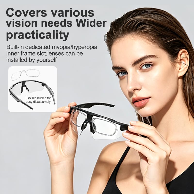 Polarized Bluetooth Sunglasses with Speaker for Running Cycling | Smart Glasses with Voice Control, Hands-Free Calls, UV400 Protection, Magnetic Charging, 6-8H Playtime for Men Women Sunglasses Half-rimmed