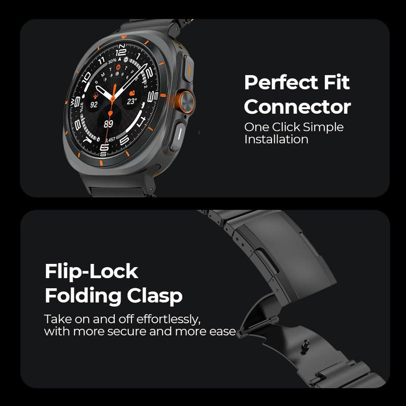 Titanium-Silicone Band for Galaxy Watch Ultra 2 1 (2026/2025/2024) | G2 Ti No Gap Metal Strap for Samsung Ultra 47mm | Silicone Lining,Anti-Slip, Lightweight,Hypoallergenic,Fit Wrist 6.3''-9'' black green