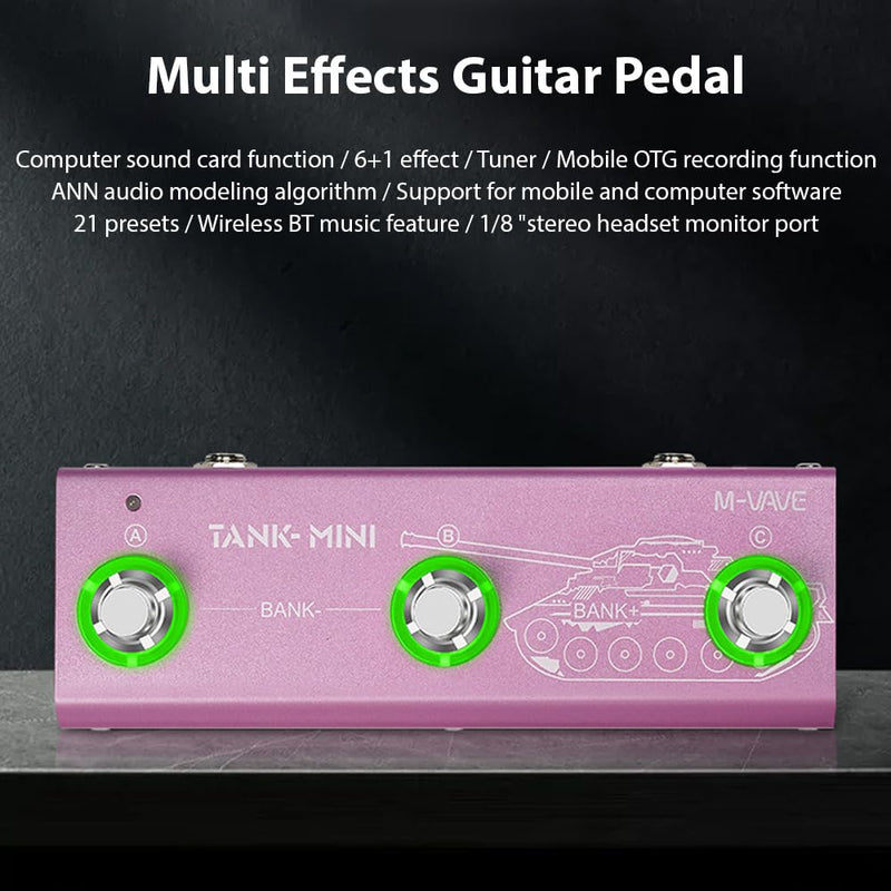 Multi Effects Guitar Pedal 21 Built-in Presets Comprehensive Effect Modules BT Accompaniment True Bypass Noise Reduction/Boost/Compression Effect Portable Electric Guitar Effect Pedal