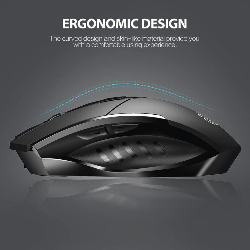 INPHIC Mouse, 3 Modes Bluetooth 5.0&4.0 Mouse 2.4G Rechargeable Wireless Mouse with 6 Buttons, Ergonomic Computer Mouse for Laptop, Mac, PC etc. Black