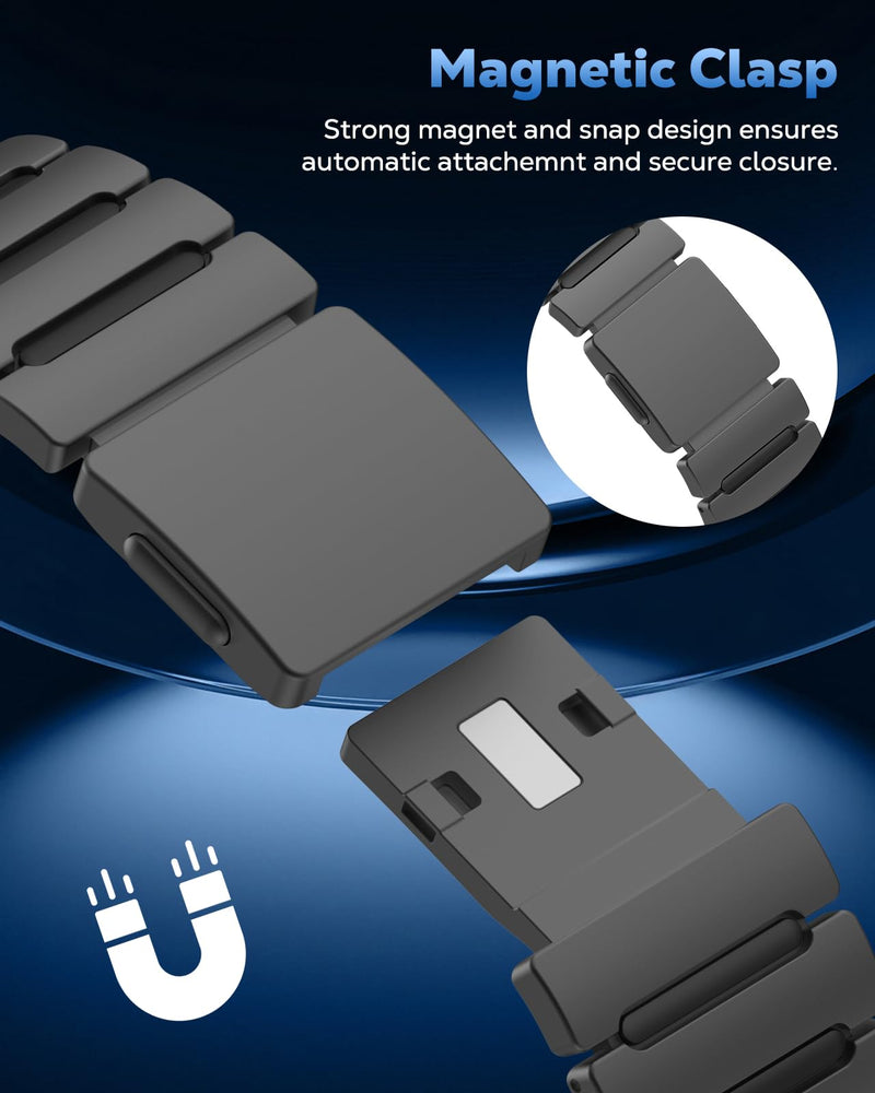 MoKo Titanium Watch Band Compatible with Apple Watch 42/44/45/46/49mm | Compatible with Apple Watch Ultra 3 2 1,S11/10/9/8/7/6/5/4/3/2/1 SE3/SE2/SE, Magnetic Metal Band for Men Women Black/Black
