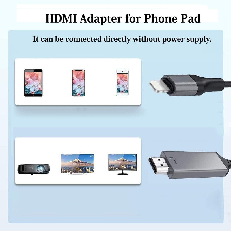 [Apple MFi Certified] Lightning to HDMI Adapter for Phone to TV,Compatible with iPhone,iPad, Sync Screen Connector Directly Connect on HDTV/Monitor/Projector NO Need Power Supply,Support IOS11.0 Black