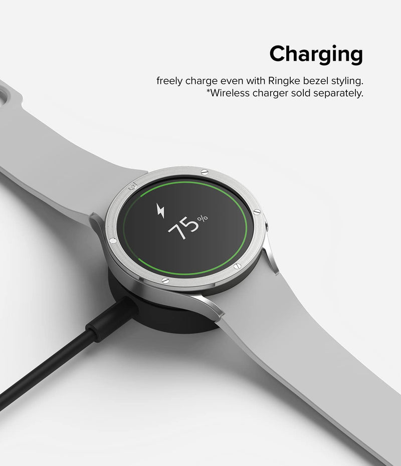 Ringke for Samsung Galaxy Watch 5/4 Case 40mm [Bezel Styling 40-42] | Silver, Premium Stylish Stainless Steel Frame, Luxurious Formal Design, Open Screen Lightweight Cover Silver (40-42)