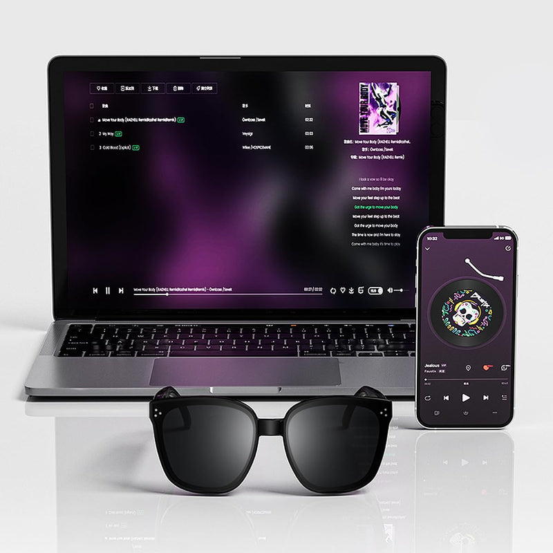 Bluetooth smart sunglasses, audio glasses, nylon lenses, built-in microphone and speaker, UV protection, voice assistant for women Bluetooth glasses
