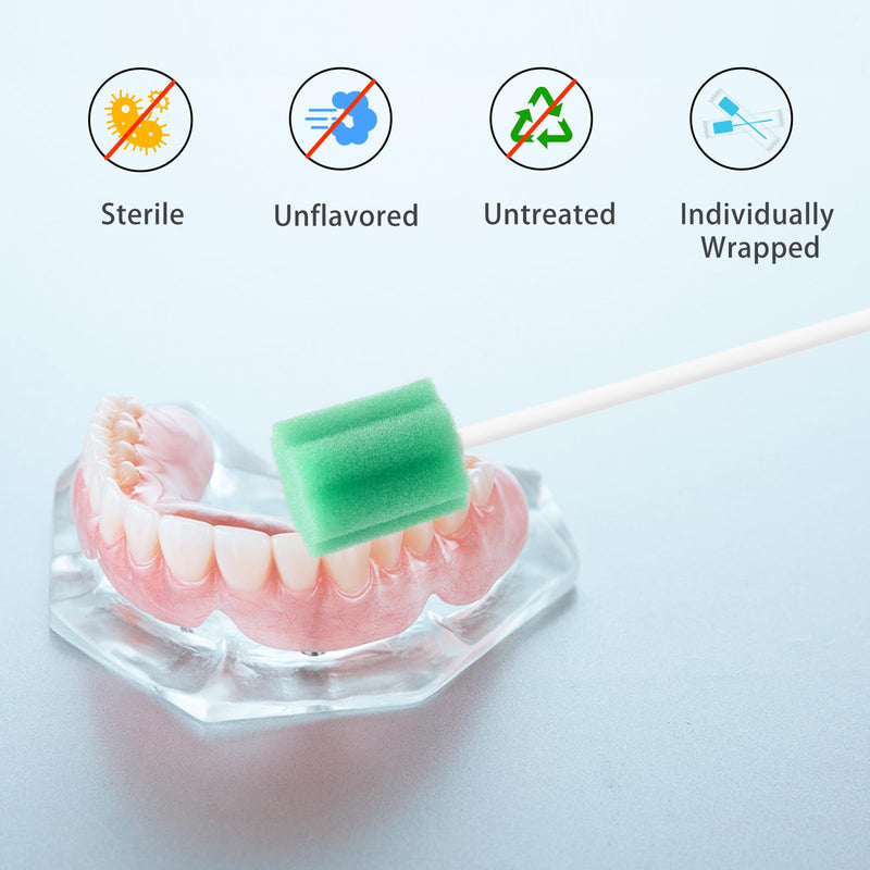 Mouth Sponges Sterile Dental Swabs, 50 Pieces Oral Care Sponge Swabs, Cleaning Mouth Swabs, Oral Hygiene Sponge, Mouth Care Swabs, Cotton Buds, Oral Care Sticks, Foam for Oral Hygiene, Cyan