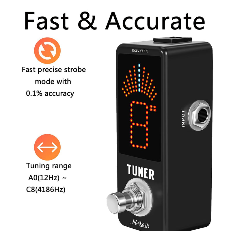 [AUSTRALIA] - Deluxe Chromatic Tuner Pedal,Large Screen High Precision ±0.1% Accuracy,Display Leads Clear Results of Tuning for Electric Guitar and Bass Deluxe Tune Black 