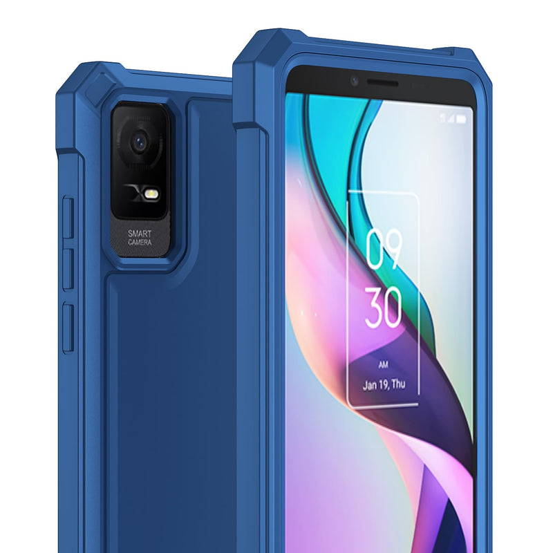 for TCL ION X Case/TCL ION V Case with Screen Protector,TCL ION V T607DL Phone Case Frosted PC Back Soft Silicone Bumper Military Grade Full Body Protection Cover for TCL ION X T430W Blue TCL ION X/ION V