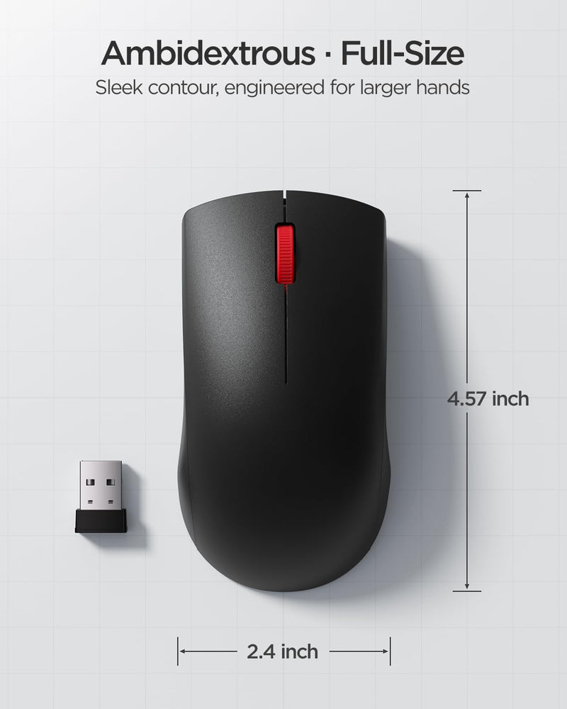 wegear USB Wireless Mouse for Laptop PC Mac, 2.4G Nano USB-A Mouse | Ambidextrous Cordless Mice, 1000 DPI Ergonomic Portable Optical Computer Mice for Business Travel, Home Office