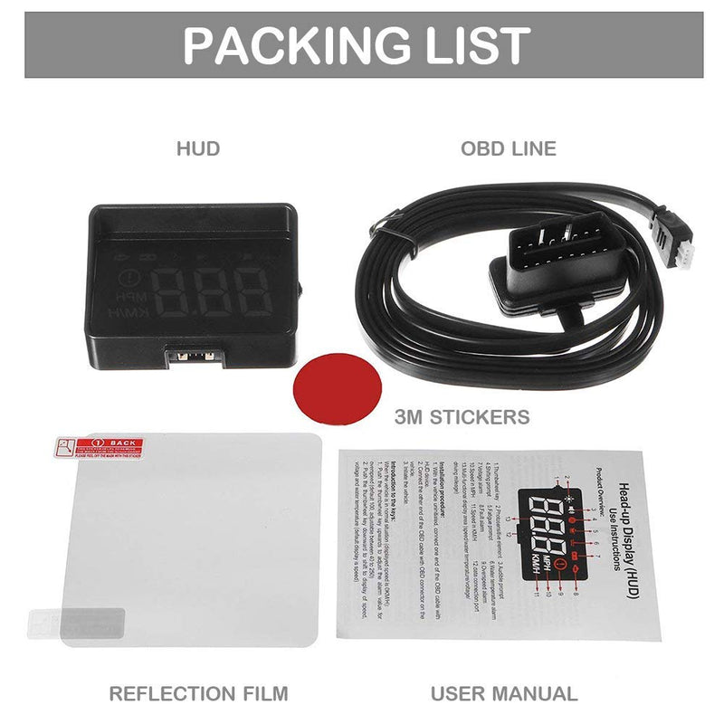 [AUSTRALIA] - 3.5" Car HUD Head Up Display with OBD2/EUOBD Interface Plug & Play Vehicle Speed KM/h MPH, OverSpeed Warning, Water Temperature, Battery Voltage, Mileage Measurement 