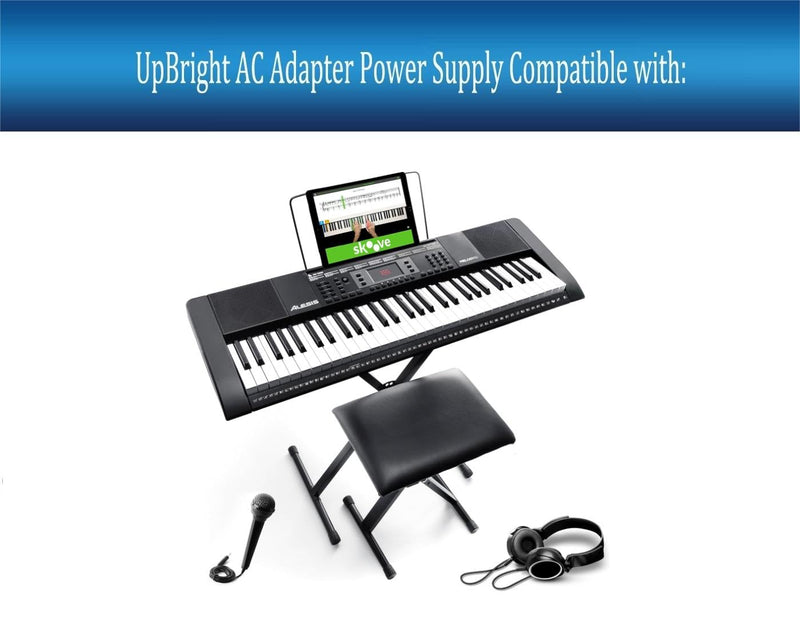 UpBright 9V AC/DC Adapter Compatible with Alesis Melody 61 MKII Melody61 61MKII 61-Key Portable Music Keyboard Digital Piano 9VDC 0.5A 1A 9.0V 500mA DC9V 1.0A 9 V 500 mA Power Supply Cord Charger PSU