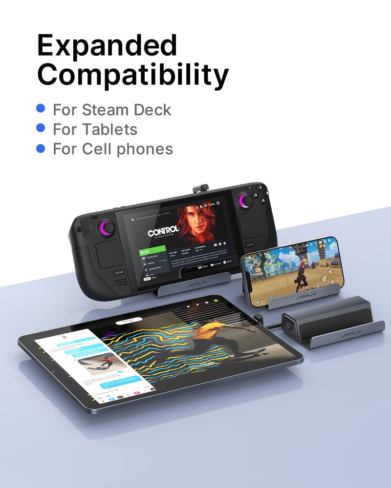 [AUSTRALIA] - JSAUX Docking Station for Steam Deck/ROG Ally, 5-in-1 Steam Deck Dock with HDMI 2.0 4K@60Hz, 100Mbps Ethernet, Dual USB-A 2.0 and 100W USB-C Charging Compatible with Steam Deck OLED-HB0602 Gray 