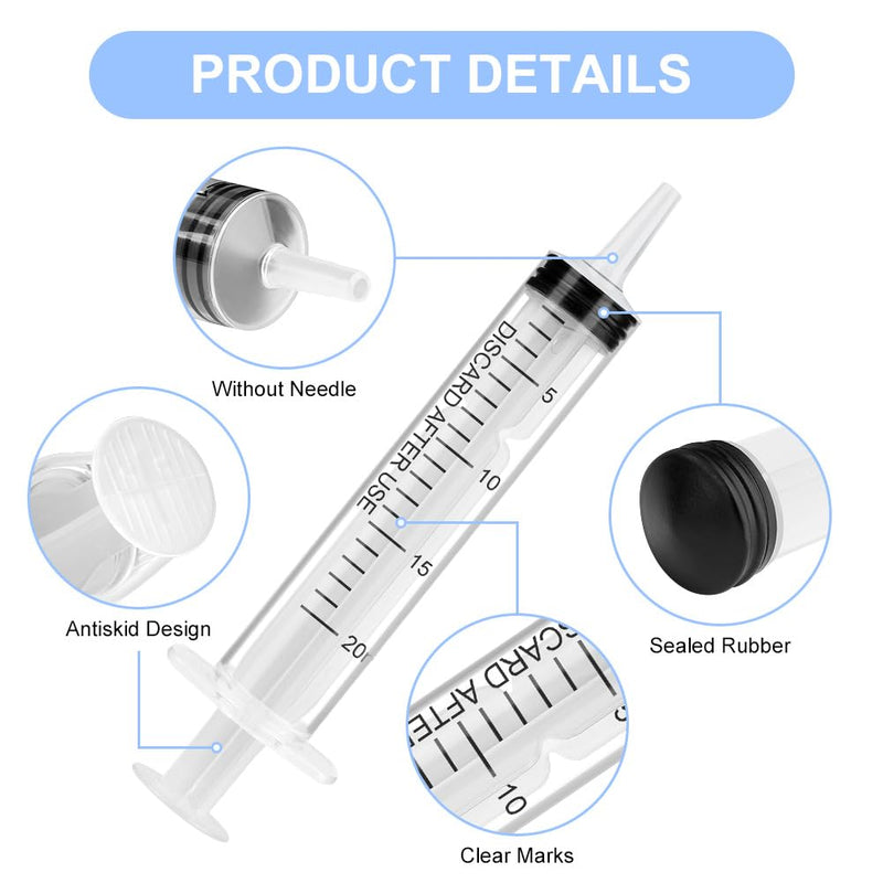 OFFCUP Plastic Syringe 20 ml, Pack of 3 Disposable Syringes, Feeding Syringe, Plastic Tube, for Small Pet Feeding, Engine Oil or Brake Fluid [Not Medical Use] 20 ml x 3