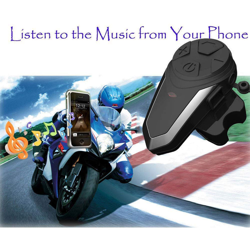 Motorcycle Bluetooth Intercom Communication System BT-S3 Interphone Moto Helmet Bluetooth Headset Wireless Intercom Headset (FM Radio/Waterproof/Handsfree/Range-1000M) (1pack for Full-face helmet) 1pack for Full-face helmet
