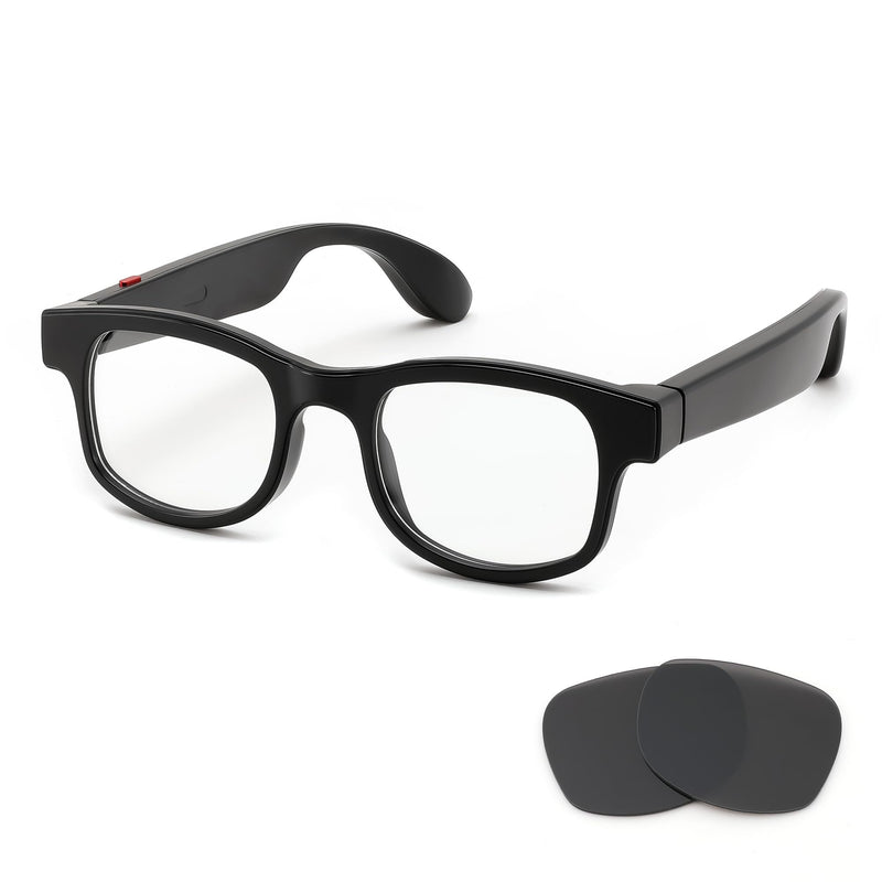 FEISEDY AI Smart Glasses with AI Assistant for Travel & Daily Use B0476 | Interchangeable Sunglasses Lenses,Open-Ear Bluetooth Audio, Music & Hands-Free Calls