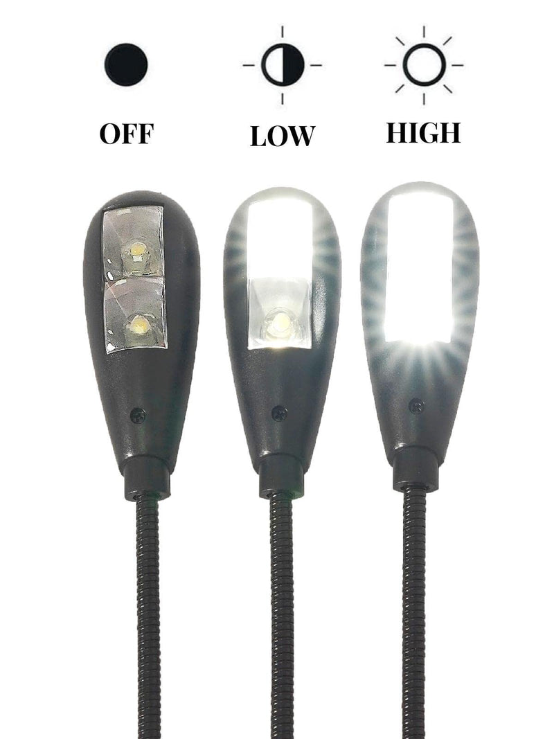 [AUSTRALIA] - LED USB Reading Lamp Light with 2-Brightness Dimmable Setting, Flexible Gooseneck USB Light for Notebook Laptop Keyboard, Powerbank(On/Off Switch, 1 Black+1 Mini USB Light) 
