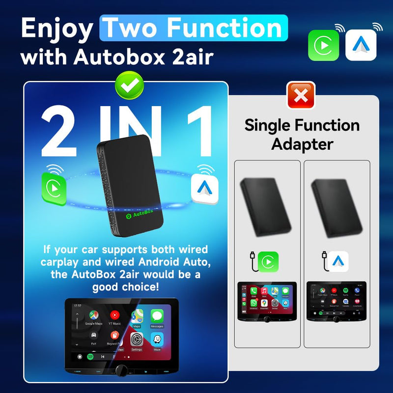 CarlinKit 5.0 Wireless CarPlay/Android Auto Adapter USB for Factory Wired CarPlay Cars (Model Year: 2015 to 2025), Wireless CarPlay/Android Auto Dongle Convert Wired to Wireless,Fit In-Dash Navigation