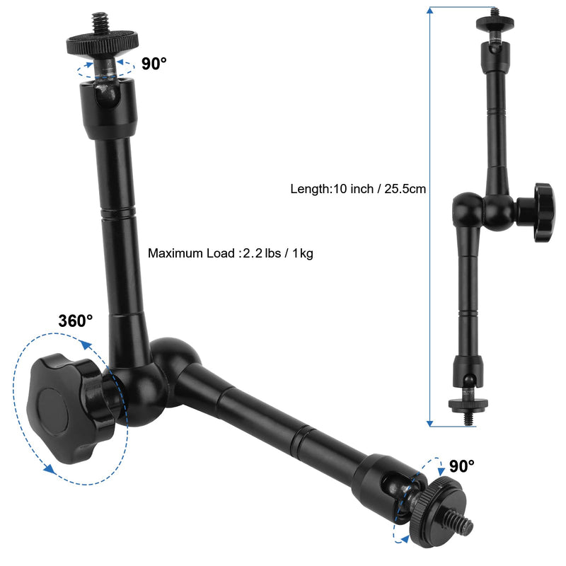 [AUSTRALIA] - Mippko Magnetic Camera Mount for GoPro Hero/Insta 360 / DJI OSMO/AKASO Action Camera,3.46 inch Diam Magnetic Rubber Coating Base,10 inch Length Adjustable Aluminum Alloy Arm 