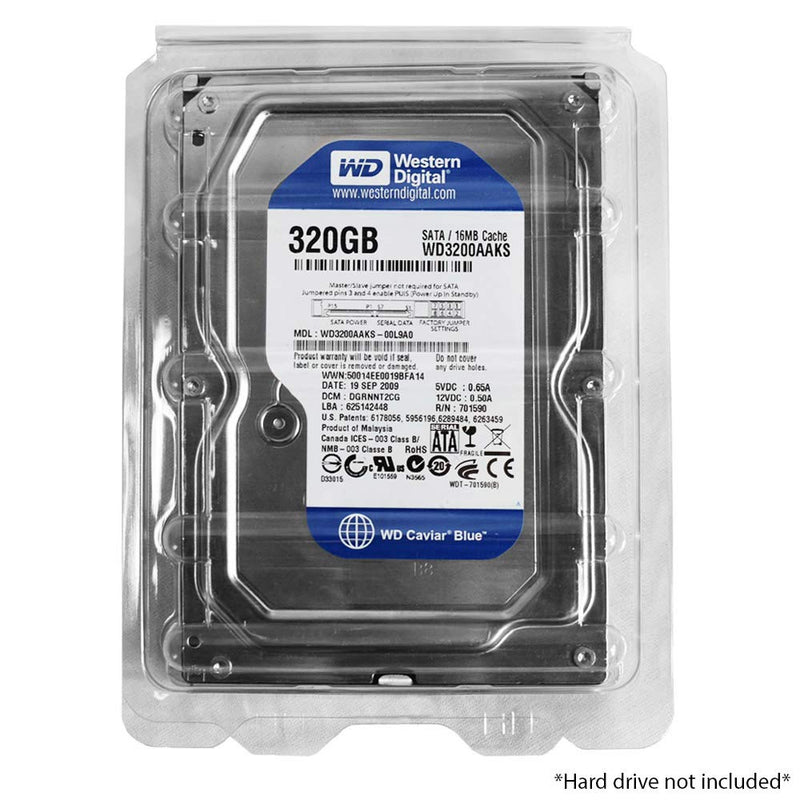 Plastic ESD Clamshell Case for 3.5" Internal Hard Drives (3.5" 10 Pack) 3.5" - 10 Pack